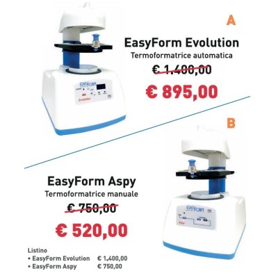 Termoformatrici manuale ed automatica Easy Form Aspy ed Easy Form Evolution